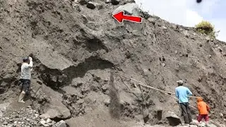 Miners Eroded Overhanging Sand Cliff 
