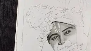 How to draw portrait ✨//part 2..... //Krishnan portrait @BushraArtist88 #drawing #art 
