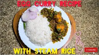 Egg curry recipe with steam rice 🍚🤤||एक बार अंडा करी शिमला मिर्च के साथ और मटर के साथ बना कर देखें 