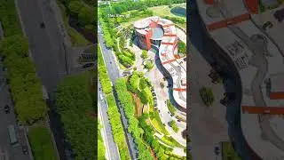 Perfectly Designed City Park | Top-Down Drone Cinematic/Green city park & landscaped pathways