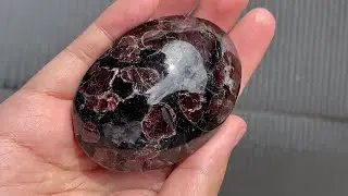 Natural Astrophyllite with Red Garnet Palm Stone โกเมน แอสโตรฟิลไลต์ - Swanic & co.