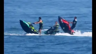 Bournemouth Speed Boats Jet ski Stunts and Rescue Helicopter