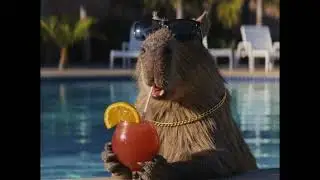 &ldquo;Capybara Coolin&rsquo; With a Cocktail&rdquo;#CapyVibes #PoolsideChill #CapybaraLife