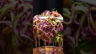 PURPLE POWER SALAD! Crunchy Cabbage & Squash for Gut Reset (ASMR Sound On) #asmr #cooking