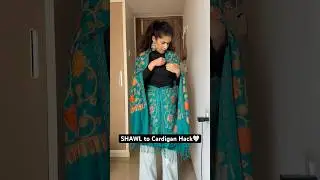 Shawl to Cardigan Hack🖤 #hacks #fashion #fashionhacks #winterwear #youtubeshorts #styling #style