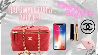 WILL A PHONE FIT IN A CHANEL VANITY BAG ? || designer handbag review luxbox