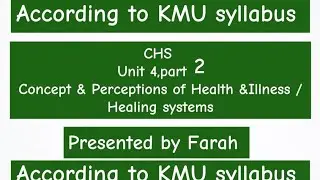 Unit 4 part 2 l  Concept & Perceptions of Health & Illness /Healing system