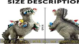 SOWSUN Garden Gnome Statues Outdoor Decor, 14&rdquo; Dinosaur Gnomes Garden Art Outdoor for Fall Winter G