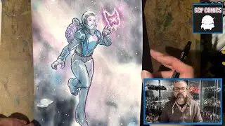 2Hr Grind: Pencils, Inks, and Mistakes drawing a Girl in Space #watercolor #howtopaint