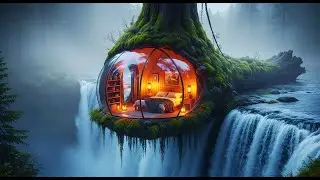 I Built a Secret Room Inside a Tree Trunk by a Waterfall (NO TALKING | ASMR Survival)
