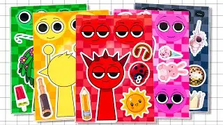 SPRUNKI INCREDIBOX STICKER BOOK MAKEOVER | FUN WITH OREN, RADDY, VINERIA & DURPLE!