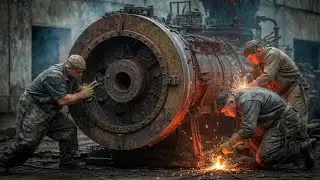 ХОЛОДНЫЙ ЗАПУСК: Звуки первого запуска старого трактора (глубокий дизельный стук и пульсация выхлопн