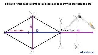 Dibuja un rombo dada la suma y la diferencia de sus diagonales. 4K