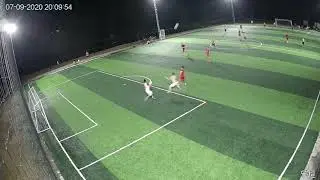 the goalkeeper uses karate to tofeat opponent.