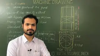 Square Stud-Freehand Sketching of Stud With Square Neck in Machine Drawing