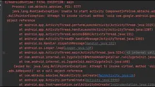 NullPointerException: error in com.google.android.gms.ads.AdView.loadAd() method.