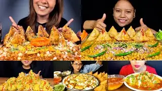 Asmr:Eating Spicy Chole Samosa Chaat,Papdi Chaat,Panipuri Chaat,Dahi Bada Chaat🔥