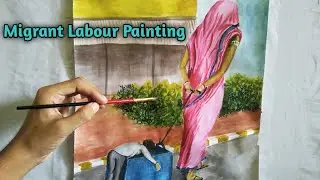 labour || Migrant  labour drawing Migrantith water colour || Soudip Art