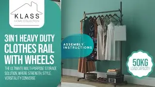 KLASS Portable Clothes Rail With Wheels Assembly Video B0DMTMSJYL