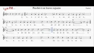 Perch&egrave; &egrave; un bravo ragazzo - Flauto - Note - Spartito - Karaoke - Canto - Instrumental - Tutorial