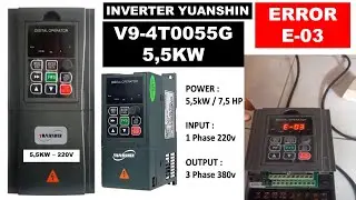 Инвертор Yuanshin Ошибка E-03 Тип V9 4T0055G FK 5.5KW