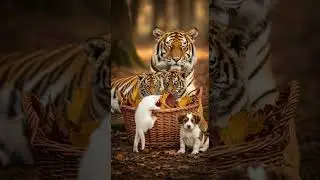 Fall Adventure with Tiger Family and Their Playful Cubs Exploring Forest #wildlife #nature #tigers