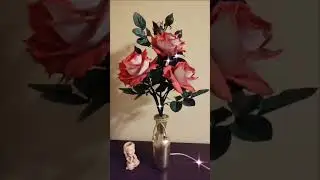 Ночник ,,Розы GUINNESS,,в вазе из фоамирана,ручная работа.ОБЗОР!!! #подарок #flower #diy