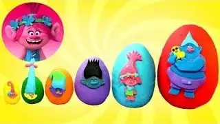 Smallest to Biggest TROLLS Play Doh Surprise Eggs Poppy Branch Biggie