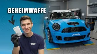 Ich rette die matt blaue Folie am Show-Car-Mini!