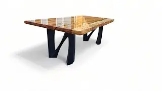 English Ash Coffee Table | Steel Art Legs | Resin Flood-Pour ultra-high gloss finish