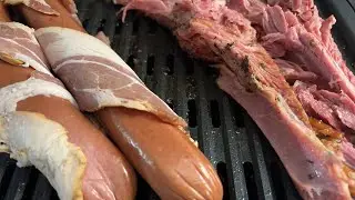 Grilled Bacon-Wrapped Hot Dogs & Turkey Legs #emotionalsupportanimals #petchef #dogfood #petgourmet