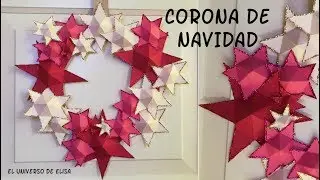 Corona de Estrellas de Papel para Navidad, Paper Wreath for Christmas, Christmas Decorations Ideas