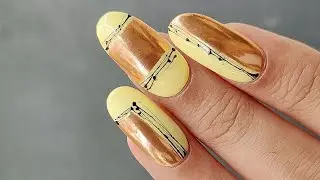 Royal Golden Mirror Block Nails Using Gel Nail Polish And Chrome Powder!