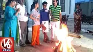 Sankranti Festival | YCP MLA Roja Bhogi Celebrations With Family Member | V6 News
