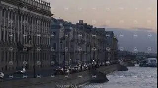 ST PETERSBURG, RUSSIA: Time-lapse of car traffic on palace embankment in the dusk