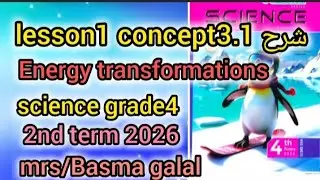 شرح lesson1/unit1/science grade4/energy transformation /2nd term2026