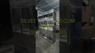 FULL STAINLESS LEMARI ETALASE BOX KBU PARTISI DEPOT AIR MINUM ISI ULANG GALON 4.PINTU