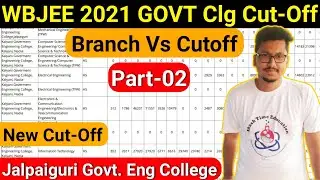 WBJEE 2021 Cut-Off | Govt. College Cutoffs | Branch Vs Rank | Jalpaiguri Govt Engineering College.