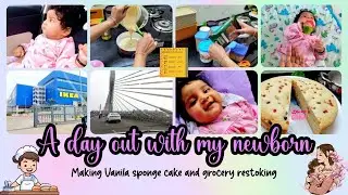 #newmom series- 14🌸Monthly grocery restock|Making Vanila sponge cake without oven and beater#telugu 