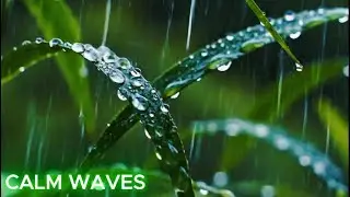 Gentle Rain Over Green Tea Fields and Misty Hills