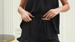 KFUBUO Women's Pajamas Set 2 Piece Ruffle Pj Soft Tank Top and Shorts Sleepwear Set
