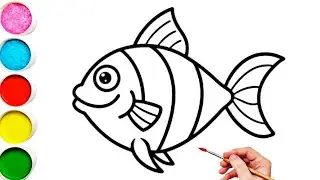 Cute Rainbow Fish Drawing, Painting & Coloring For Kids and Toddlers_ Kids Art