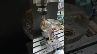high speed drilling in stainless steel flange on a small shaft #asmr #machine #manualmachinist