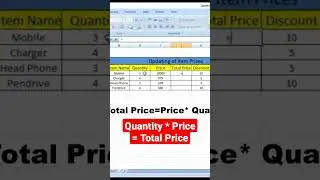 Formula of Total Price #excel #shorts