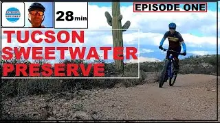 Jason rides his mountain bike thru the Tucson mountain foothills bike trails in Sweetwater preserve