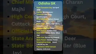 Odisha GK | General Fact about Odisha for Competitive Exam #shorts #odishagk #odishafacts #osssc