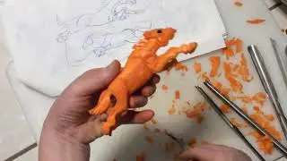 Vegetable carving running horse with carrot