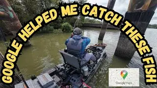 Google Map help me Catch these Fish Catfish Trip 2025 #catfishing #kayakfishing #googlemaps #fishing