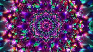 Psychedelisches Fraktalmosaik in Neonfarben