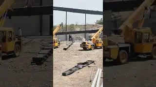 PEB Erection work| Rafter Erection with Crane| PEB in Pune #shorts #construction #peb #civil #steel